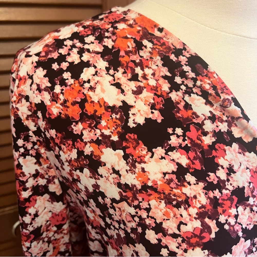 Lane Bryant Pink and Black Floral faux wrap Dress 22/24 petite plus size - Picture 5 of 15